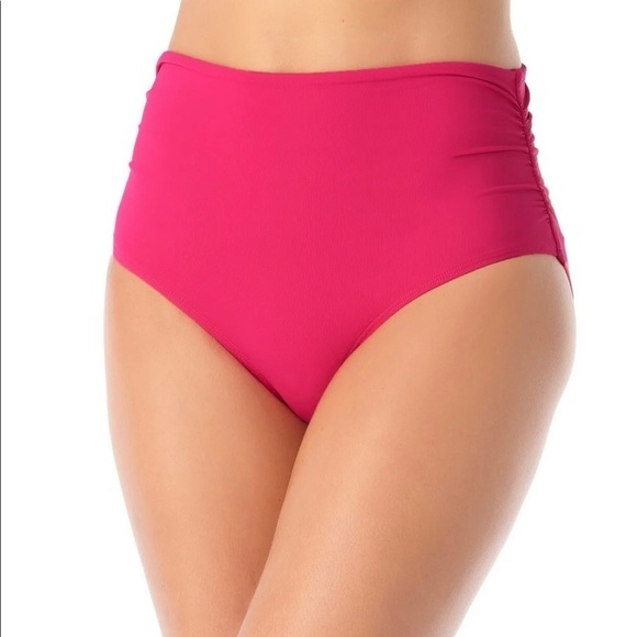 Anne Cole High-Waist Bikini Bottoms Women’s Swimsuit, Pink, Large - Picture 1 of 2
